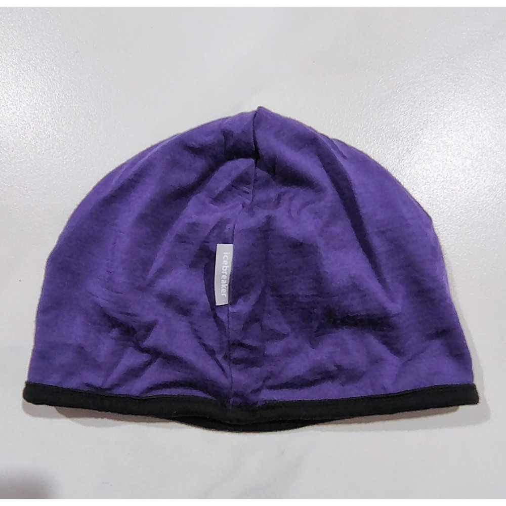 Icebreaker  Reversible Beanie Winter Pocket Hat Black Purple